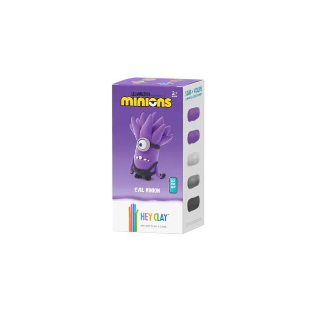 Hey Clay - Minions Evil Minion Colourful modelling air - dry clay, 5 cans with fun interactive app for kids 3 years + - Marah Kids