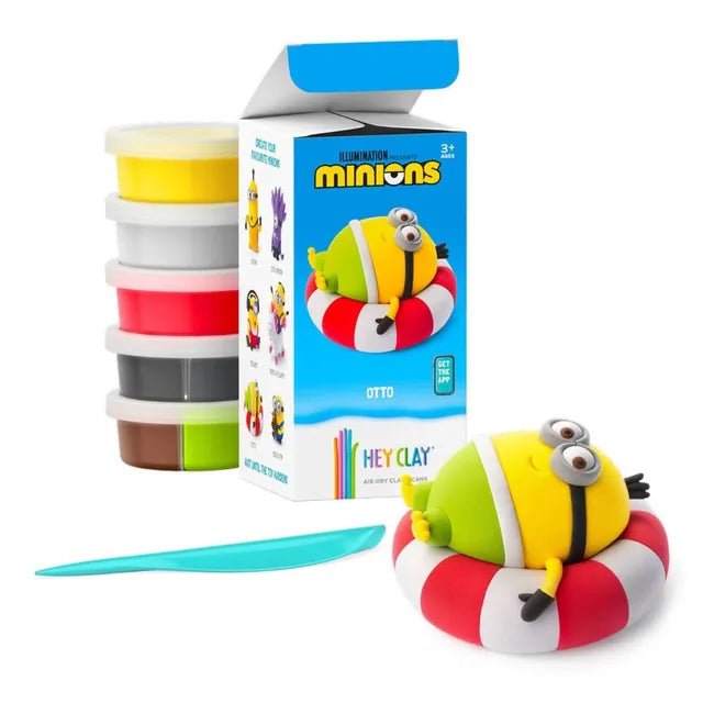Hey Clay - Minions Otto Colourful modelling air - dry clay, 5 cans with fun interactive app for kids 3 years + - Marah Kids