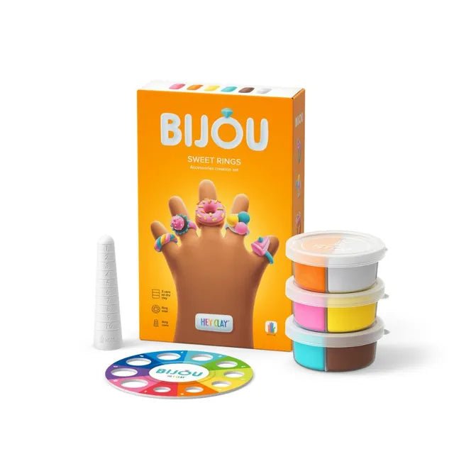Hey Clay - SWEET RINGS Colourful modelling air - dry clay, 3 cans with fun interactive app for kids 3 years + - Marah Kids