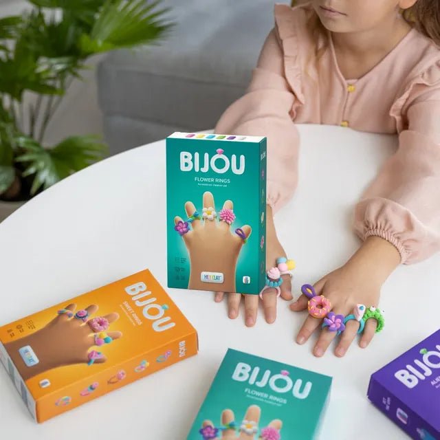 Hey Clay - SWEET RINGS Colourful modelling air - dry clay, 3 cans with fun interactive app for kids 3 years + - Marah Kids