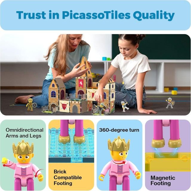 Buy Picasso Magnetic Tiles Medieval Castle Theme 70-pieces Online at ...
