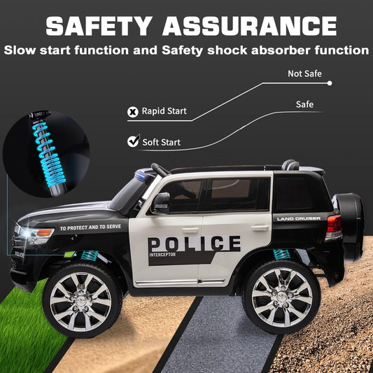 Toyota Electric Ride-on Police Car w/Remote Control - White 12V