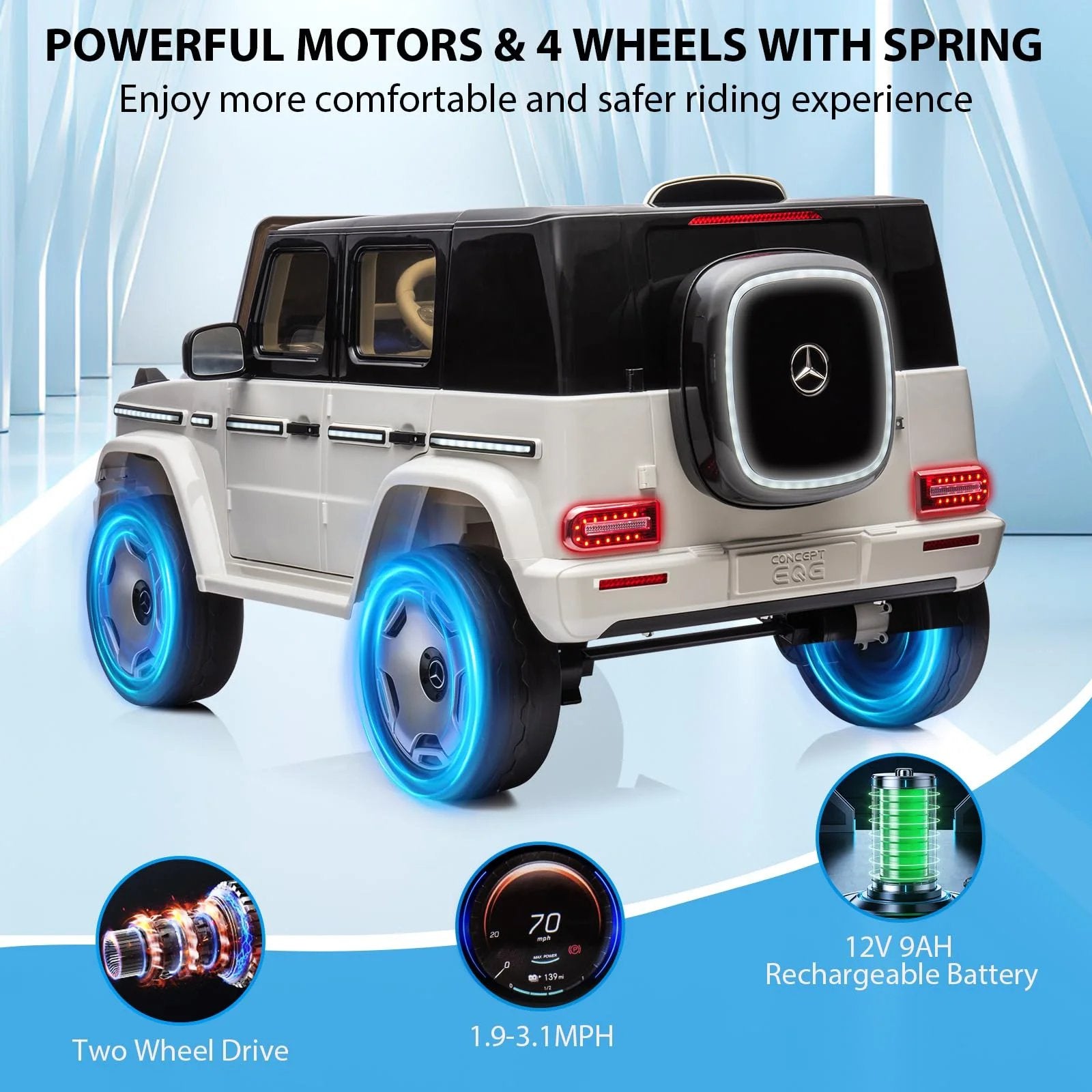 Mercedes - Benz EQG Electric Car Battery Powered Jeep - White - Marah Kids