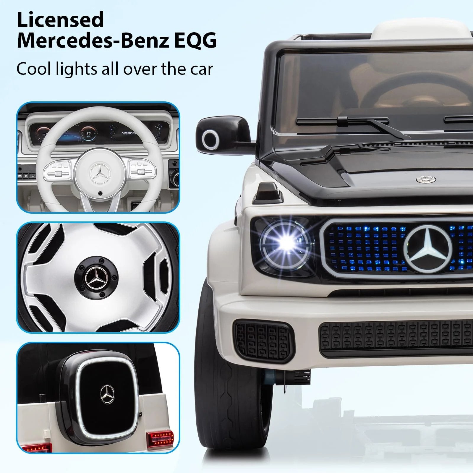 Mercedes - Benz EQG Electric Car Battery Powered Jeep - White - Marah Kids