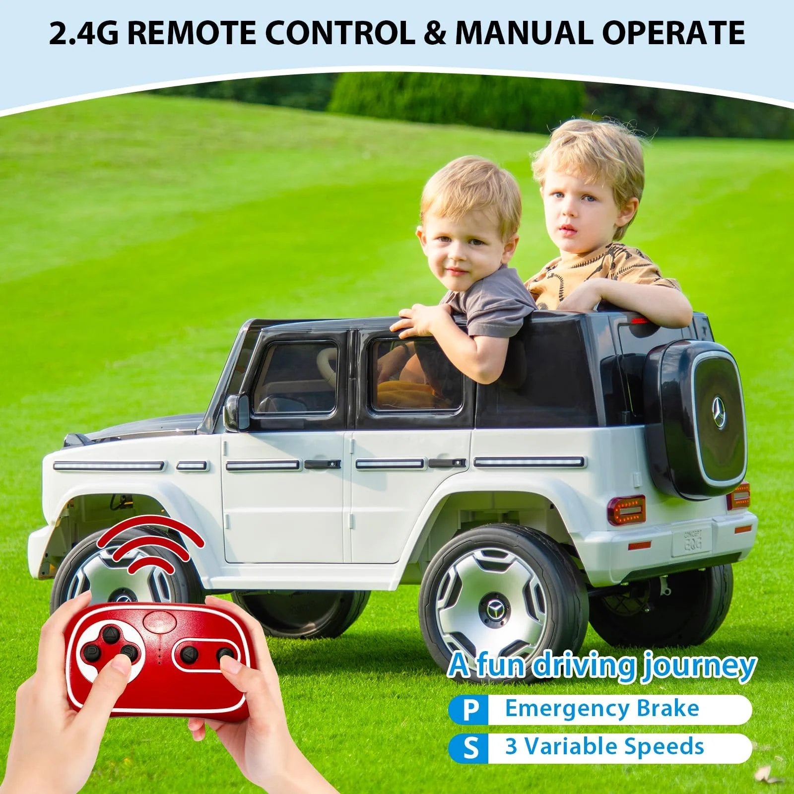 Mercedes - Benz EQG Electric Car Battery Powered Jeep - White - Marah Kids