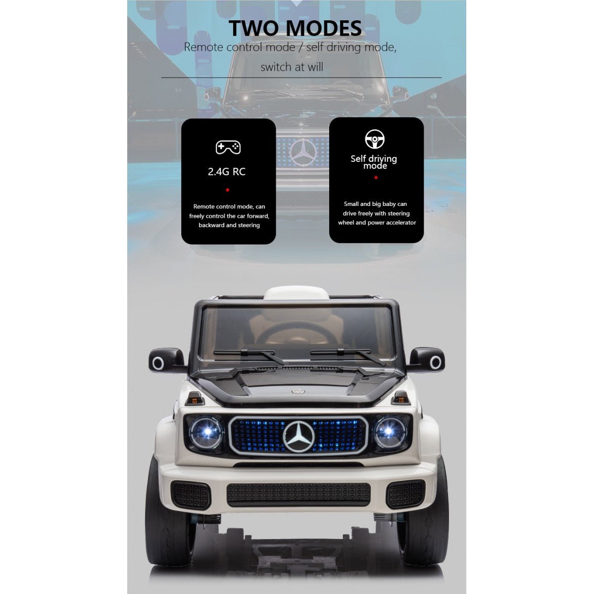 Mercedes - Benz EQG Electric Car Battery Powered Jeep - White - Marah Kids