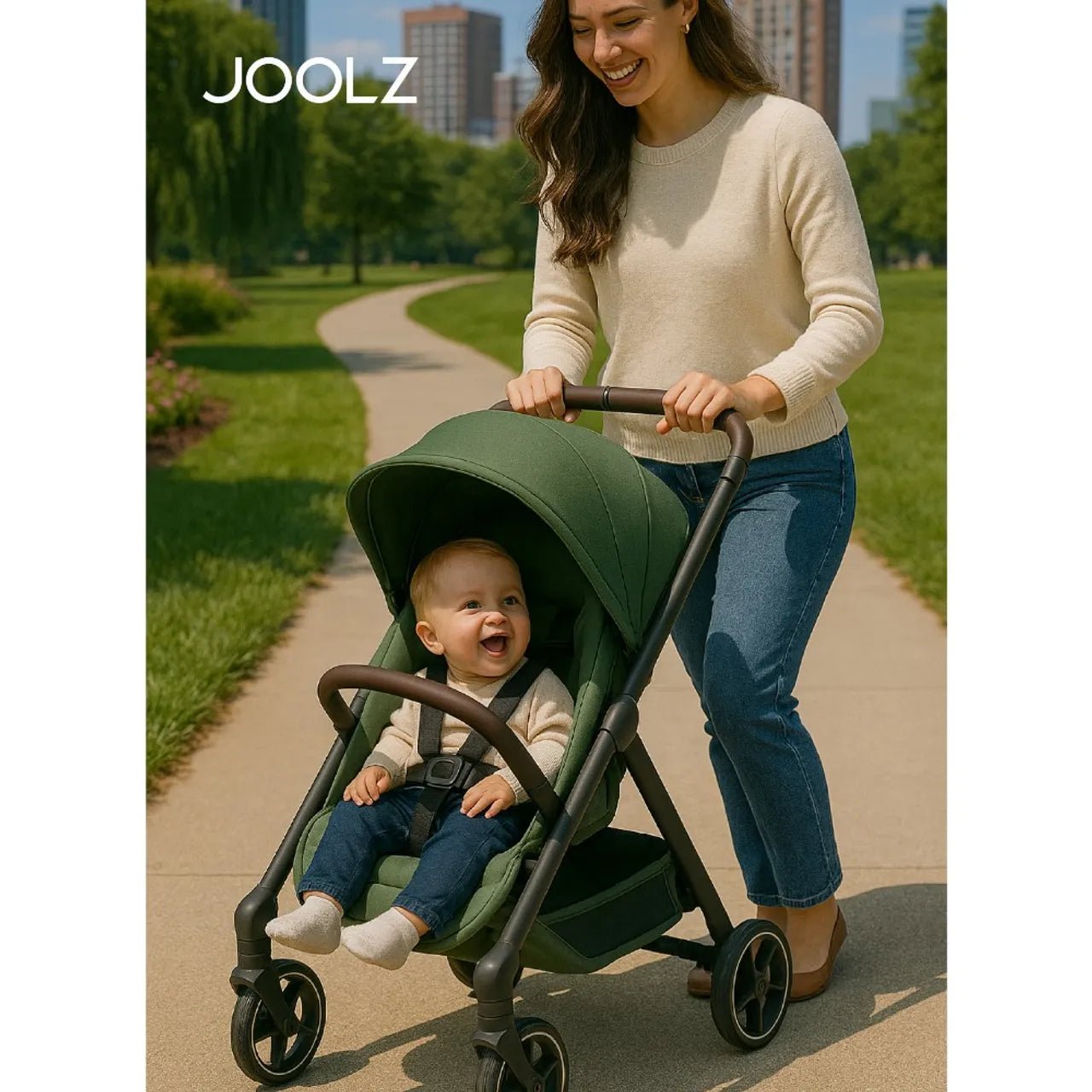 Joolz Hub2 Compact Stroller Lightweight One-Hand Fold Reversible Seat Forest Green - Marah Kids