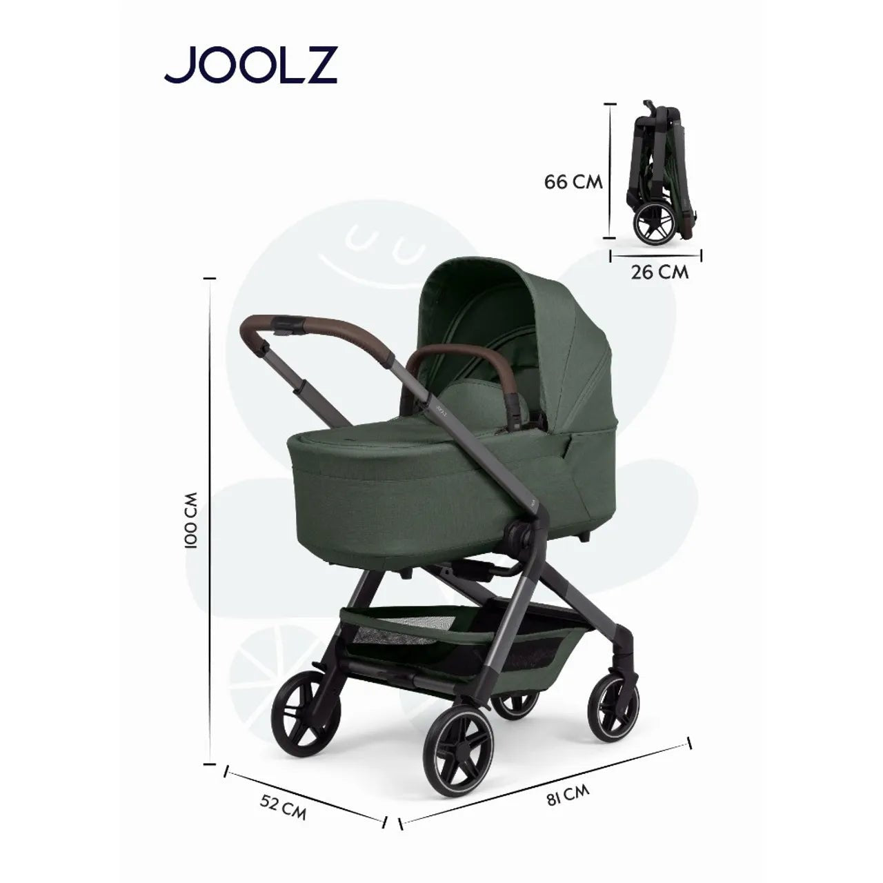 Joolz Hub2 Compact Stroller Lightweight One-Hand Fold Reversible Seat Forest Green - Marah Kids