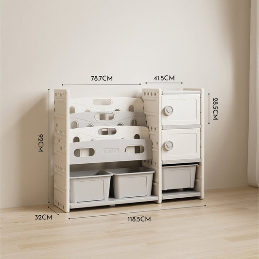 Storage Rack W/ Book Shelf - Large - Marah Kids