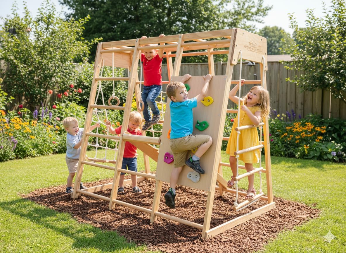 Kiddoro Cheerful Climber 8-in-1 Wooden Indoor & Outdoor Play Set 146 x 99 x 142 cm - image 13