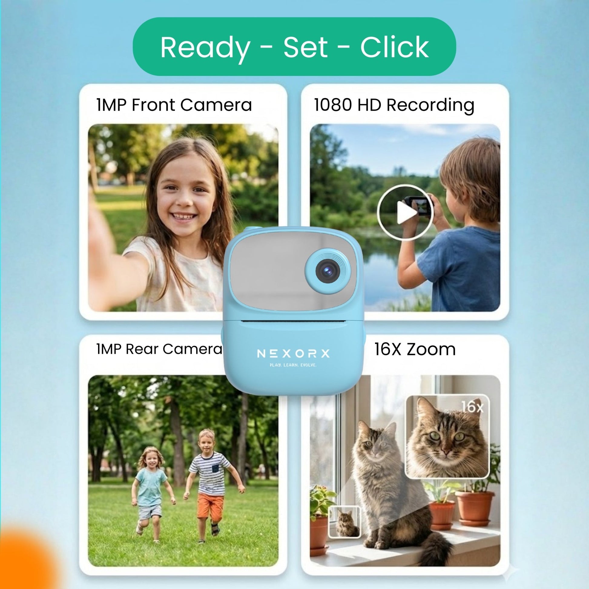 NEXORX Kids Click & Play Camera – Blue - Marah Kids