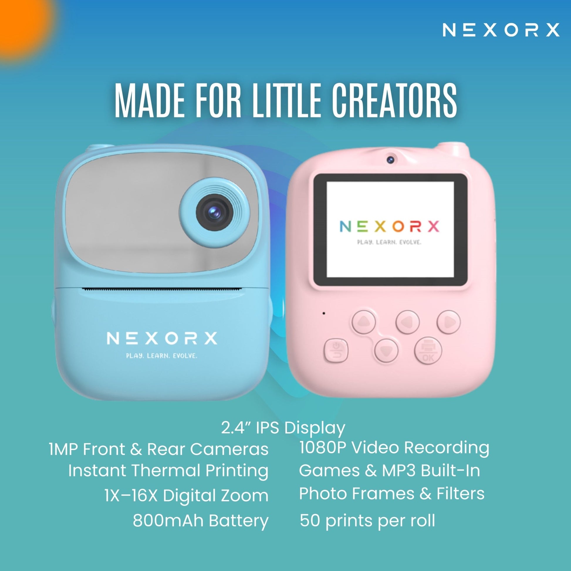 NEXORX Kids Click & Play Instant Print Camera – Pink - Marah Kids