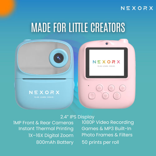 NEXORX Kids Click & Play Instant Print Camera – Pink - Marah Kids