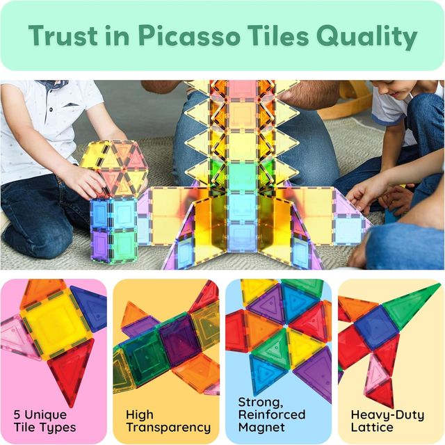 Picasso Magnetic Tiles Building Blocks 100 - pieces - Marah Kids