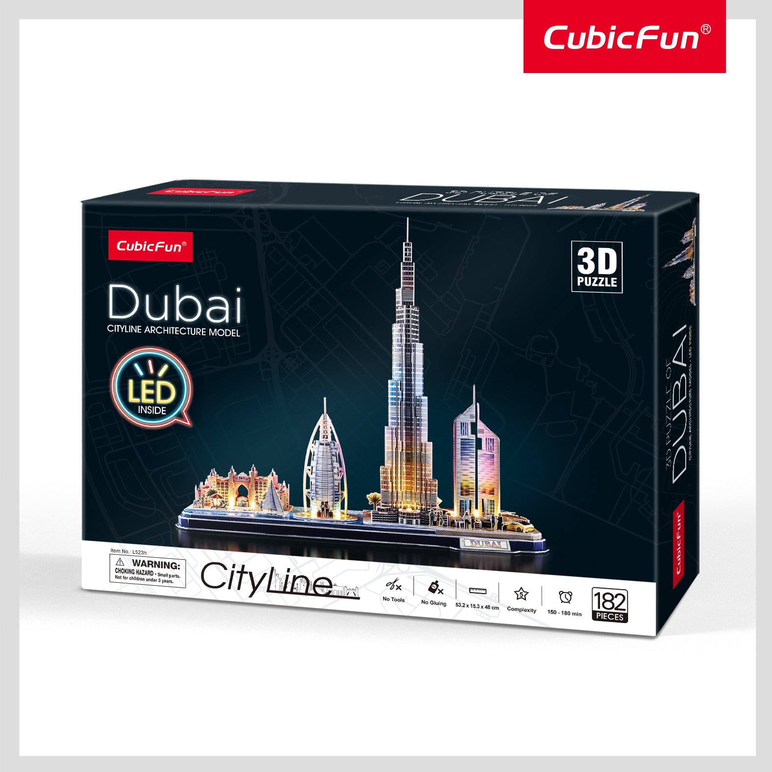CUBIC FUN 3D PUZZLE CITYLINE DUBAI UAE 182PC BO - Marah Kids