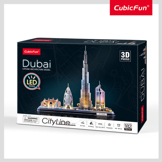 CUBIC FUN 3D PUZZLE CITYLINE DUBAI UAE 182PC BO - Marah Kids