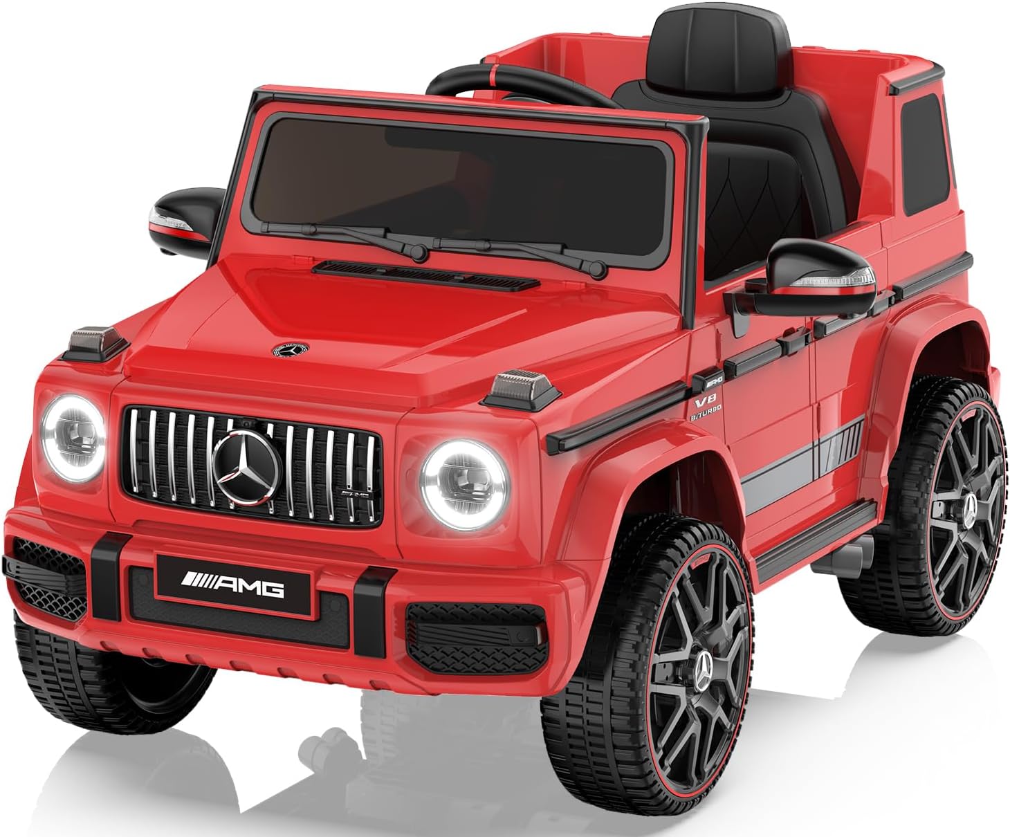 Mercedes - Benz Licensed G63 Car for Kids, 12V Ride on Car w/Parent Remote Control, LED Headlights, Music Player & Horn, Soft Start,Kids Electric Vehicle - Red - Marah Kids
