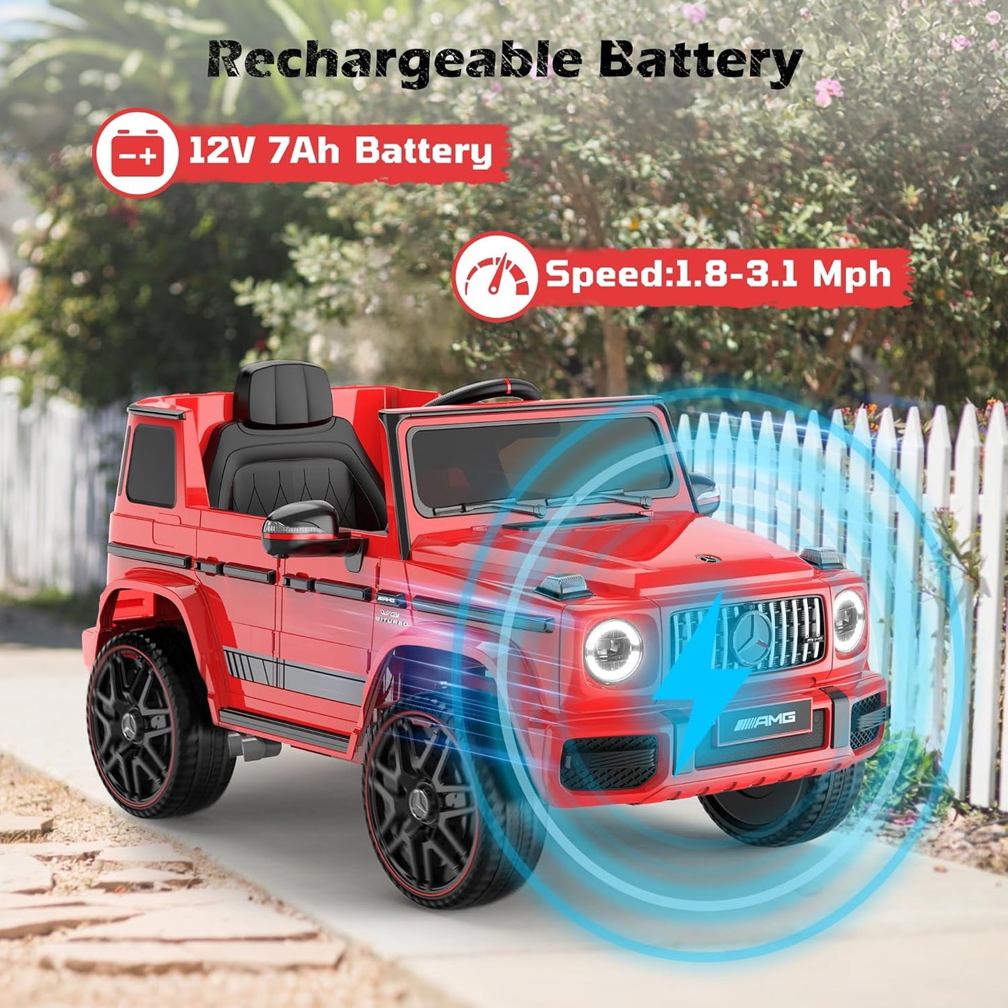 Mercedes - Benz Licensed G63 Car for Kids, 12V Ride on Car w/Parent Remote Control, LED Headlights, Music Player & Horn, Soft Start,Kids Electric Vehicle - Red - Marah Kids