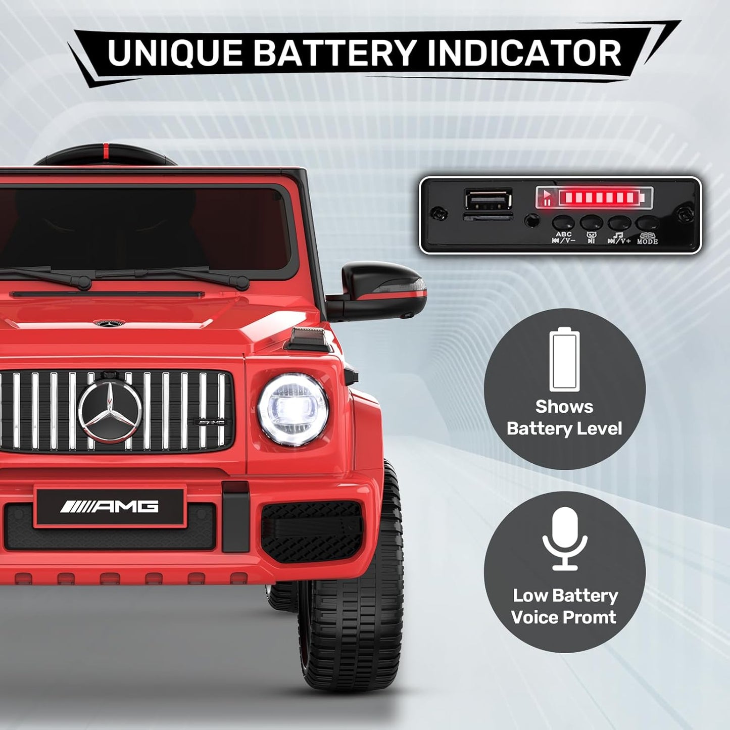 Mercedes - Benz Licensed G63 Car for Kids, 12V Ride on Car w/Parent Remote Control, LED Headlights, Music Player & Horn, Soft Start,Kids Electric Vehicle - Red - Marah Kids