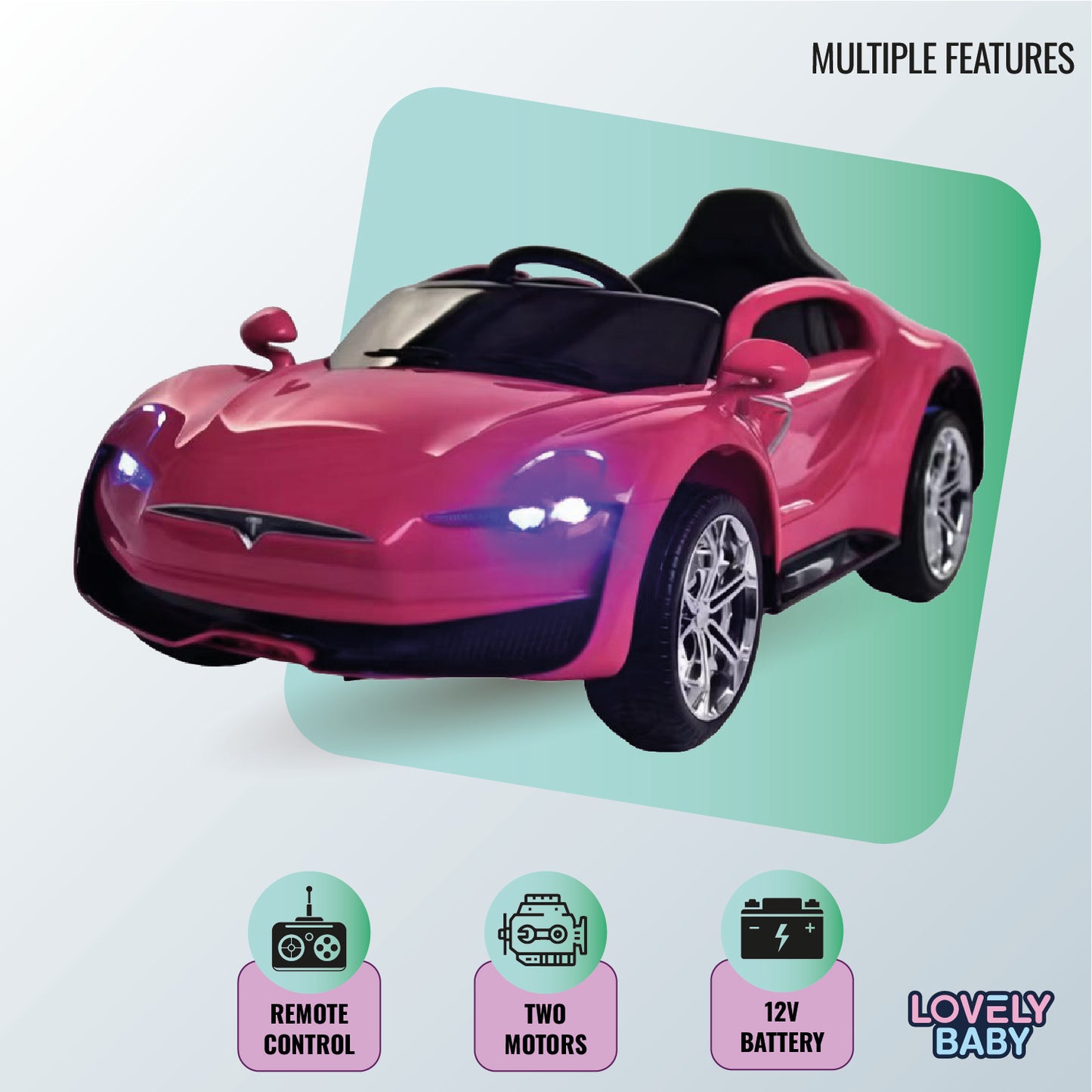 Lovely Baby Kids Powered Riding Car LB 1060DX - Pink - Marah Kids