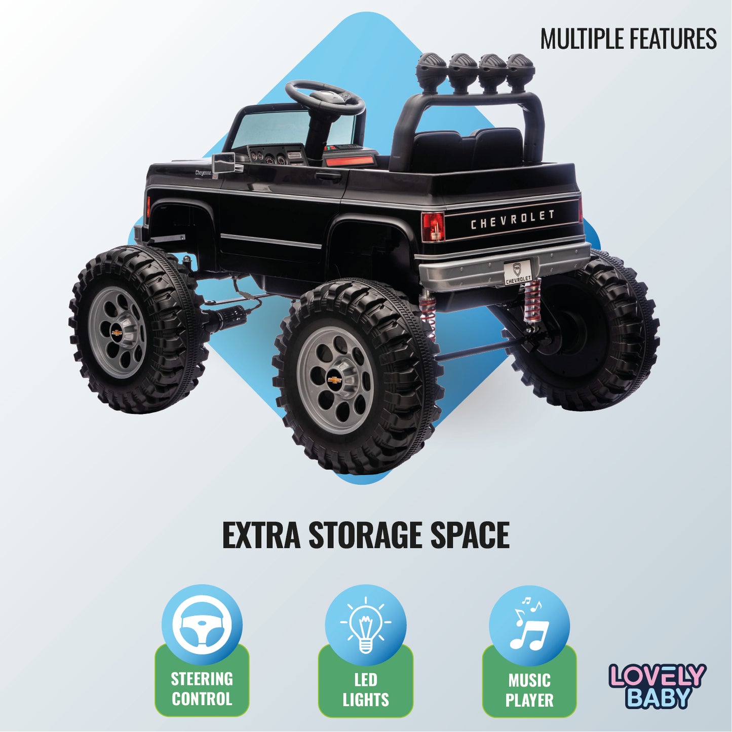 Chervolet Licensed Jeep for Kids - Black - Marah Kids