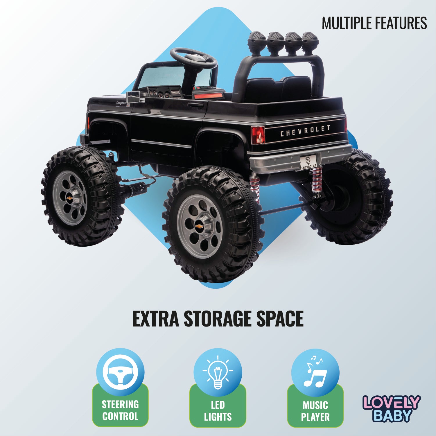 Chervolet Licensed Jeep for Kids - Black - Marah Kids