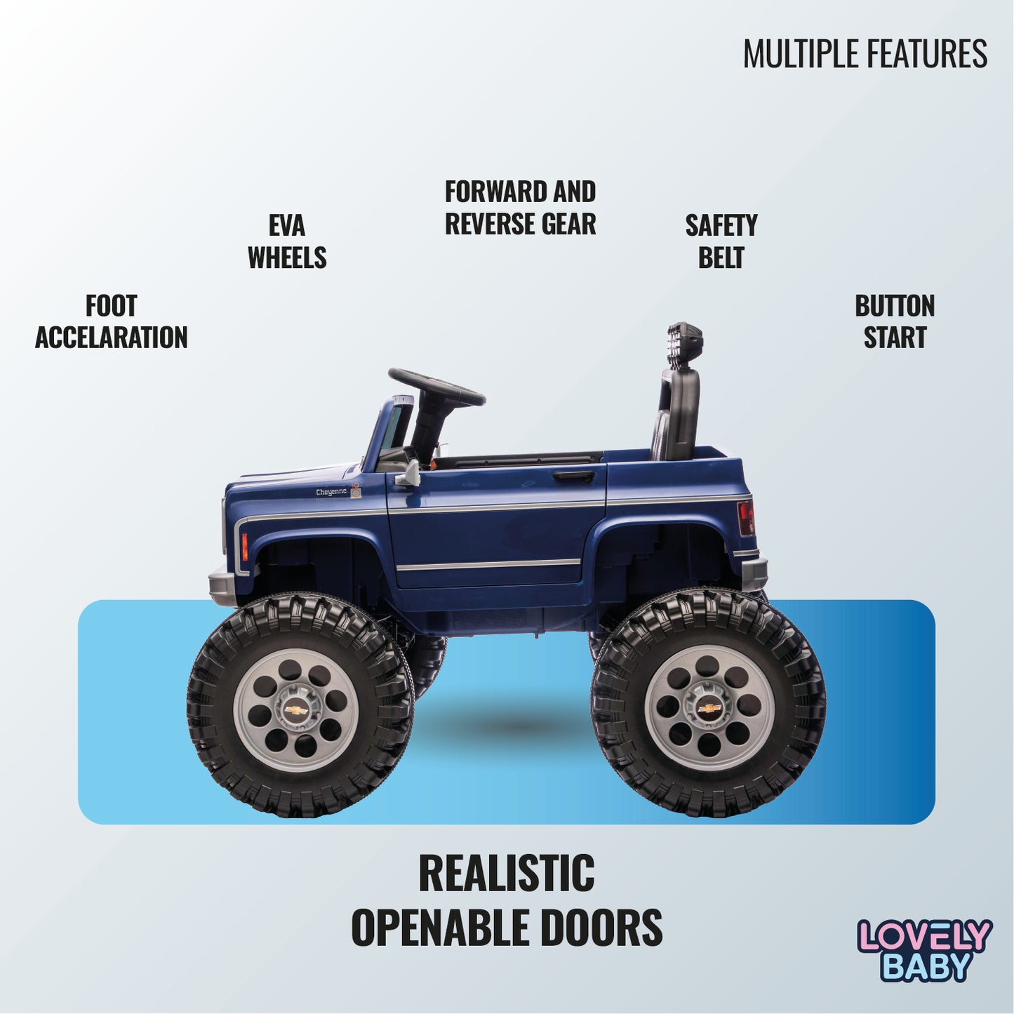 Chervolet Licensed Jeep for Kids - Blue - Marah Kids