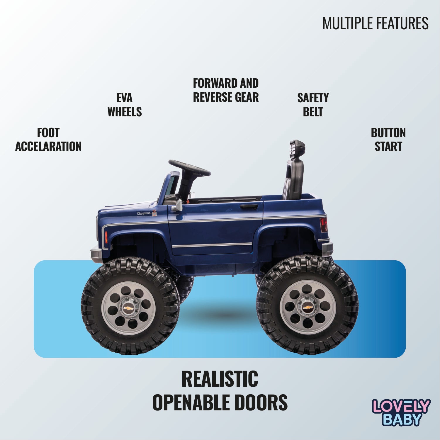 Chervolet Licensed Jeep for Kids - Blue - Marah Kids