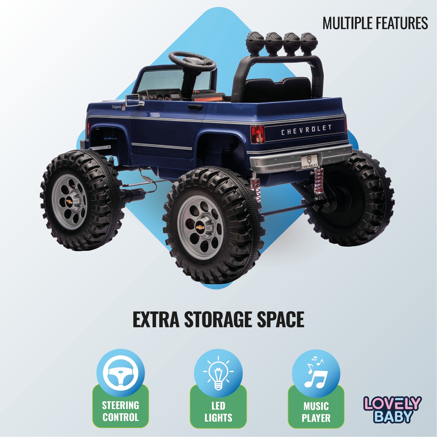 Chervolet Licensed Jeep for Kids - Blue - Marah Kids