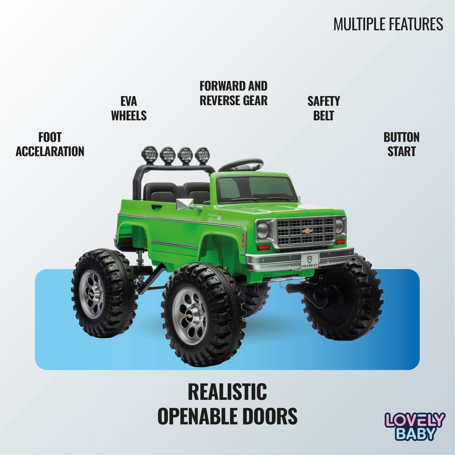 Chervolet Licensed Jeep for Kids - Green - Marah Kids