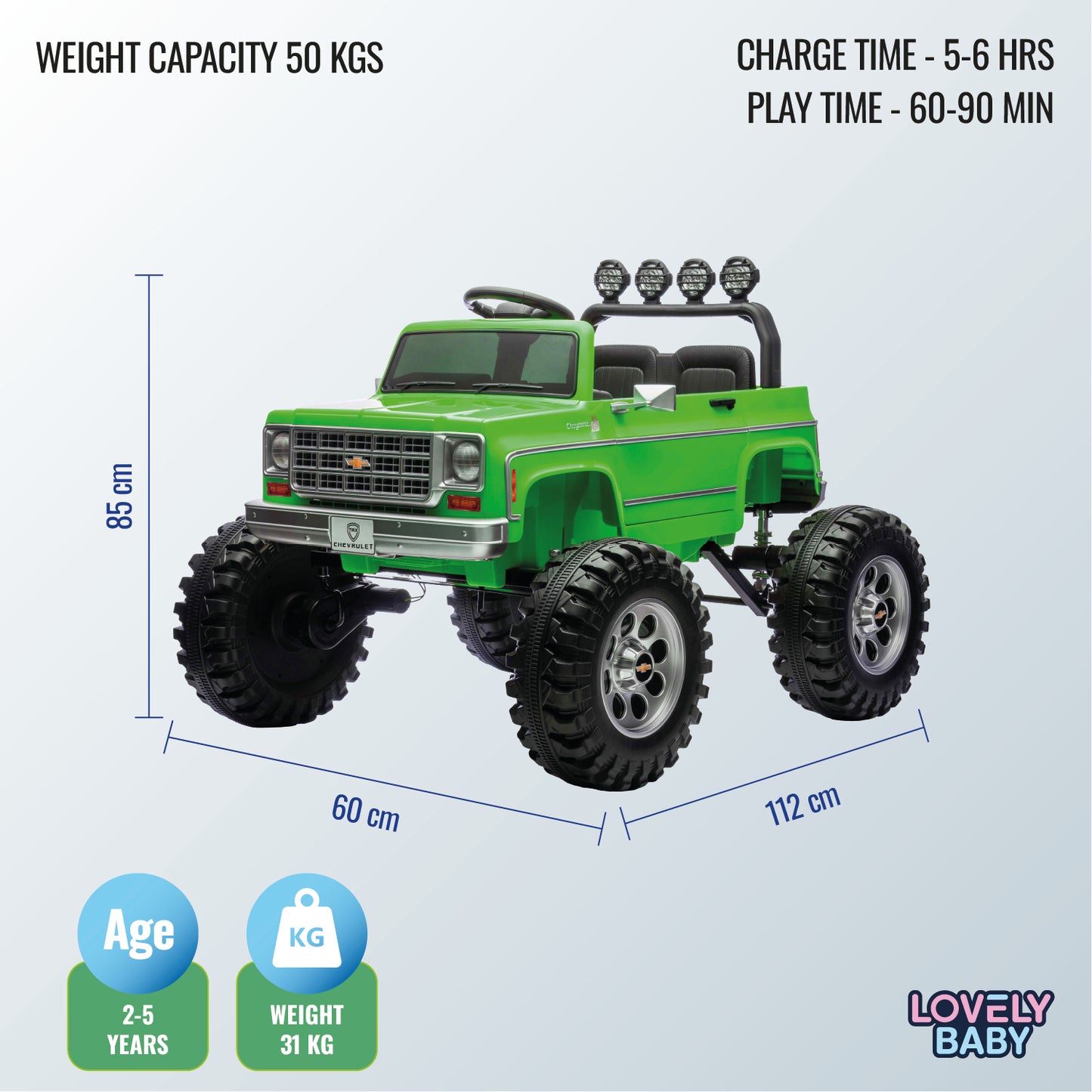 Chervolet Licensed Jeep for Kids - Green - Marah Kids