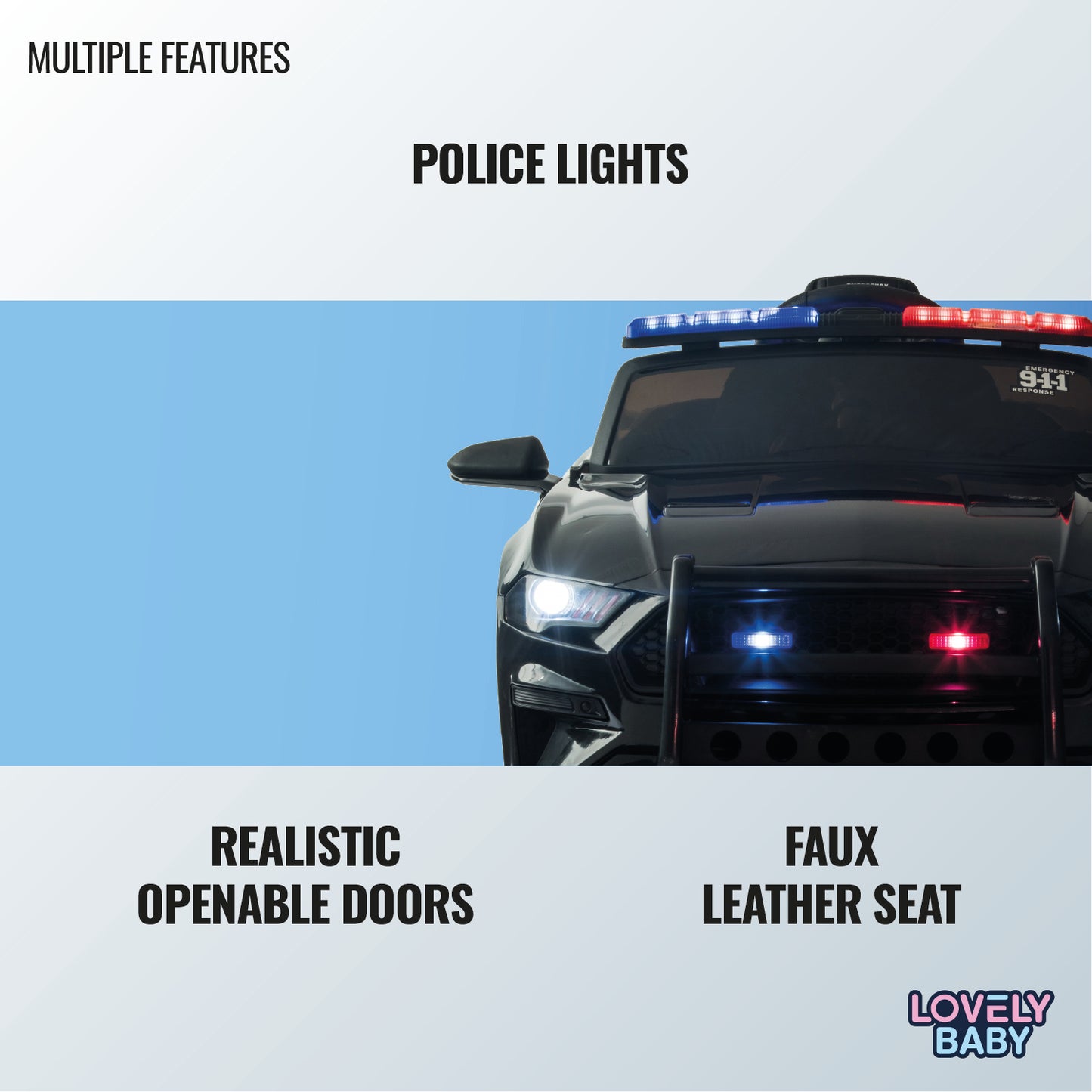 Lovely Baby Kids Licensed Police Ride - On Car - Black - Marah Kids