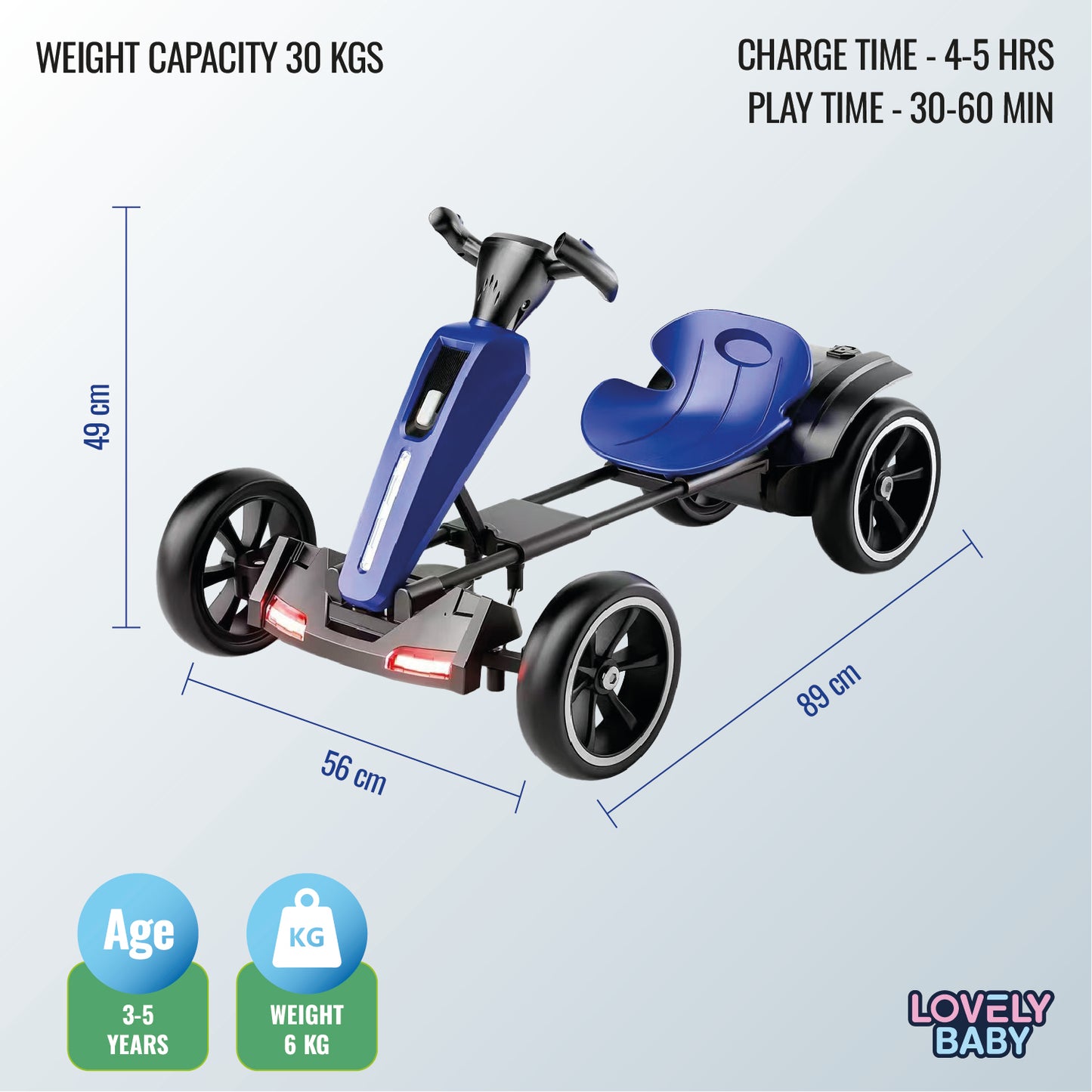Lovely Baby Electric Go Kart for Kids - Blue - Marah Kids