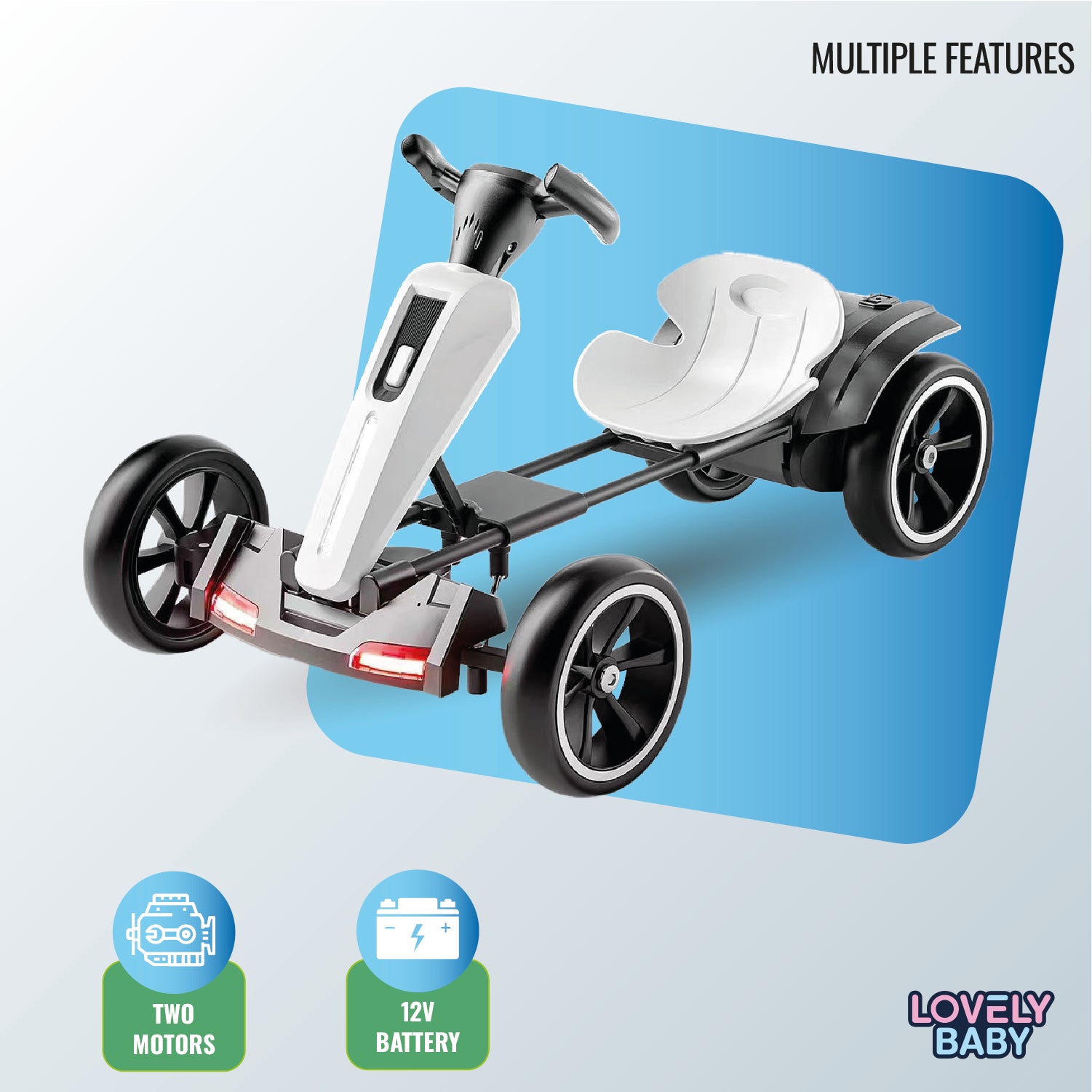 Lovely Baby LB - 2055E Electric Go Kart - White - Marah Kids
