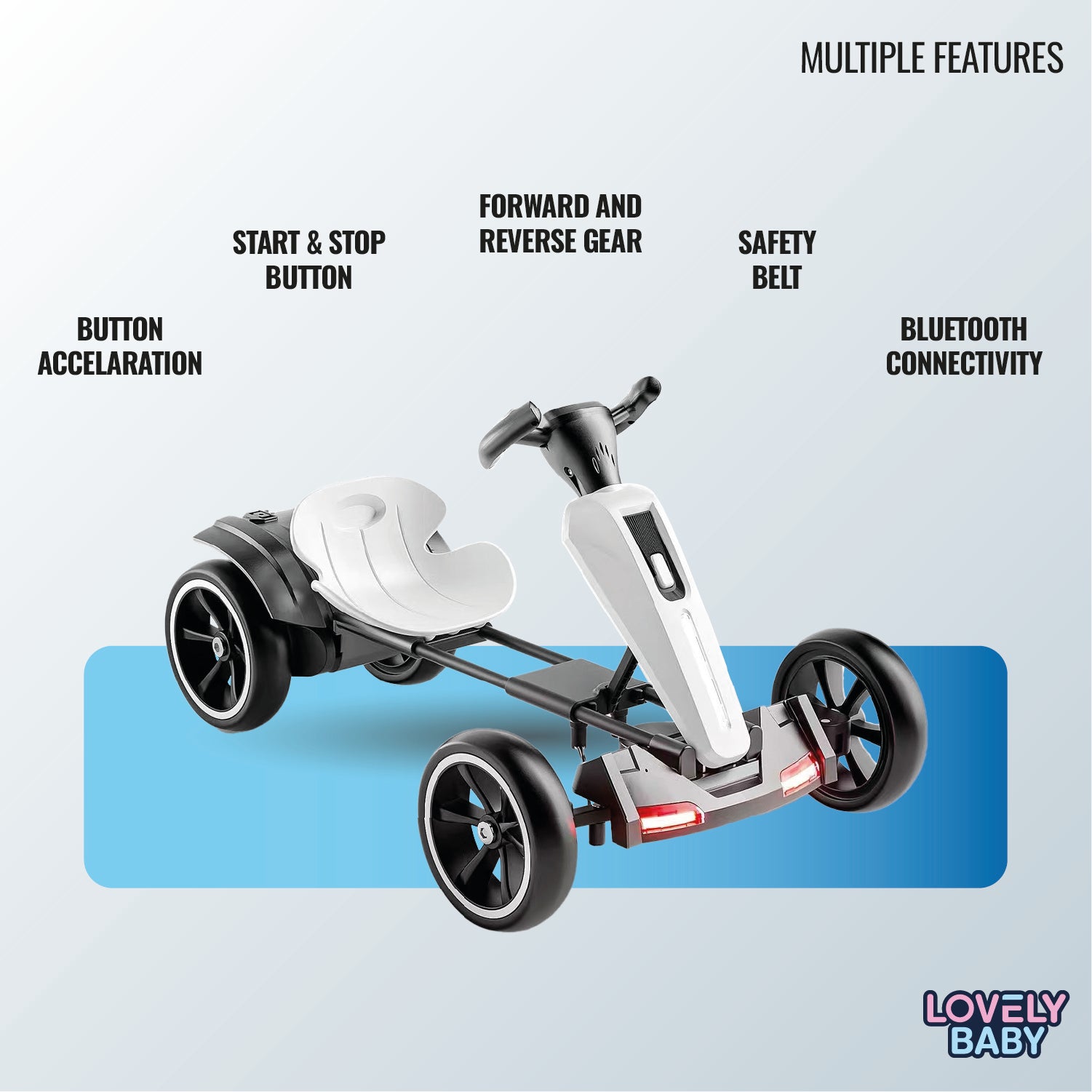 Lovely Baby LB - 2055E Electric Go Kart - White - Marah Kids