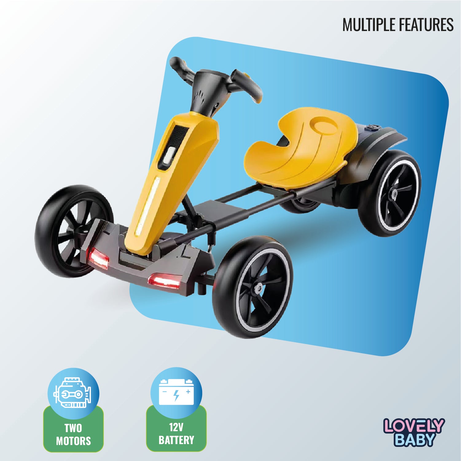 Lovely Baby LB - 2055E Electric Go Kart - Yellow - Marah Kids