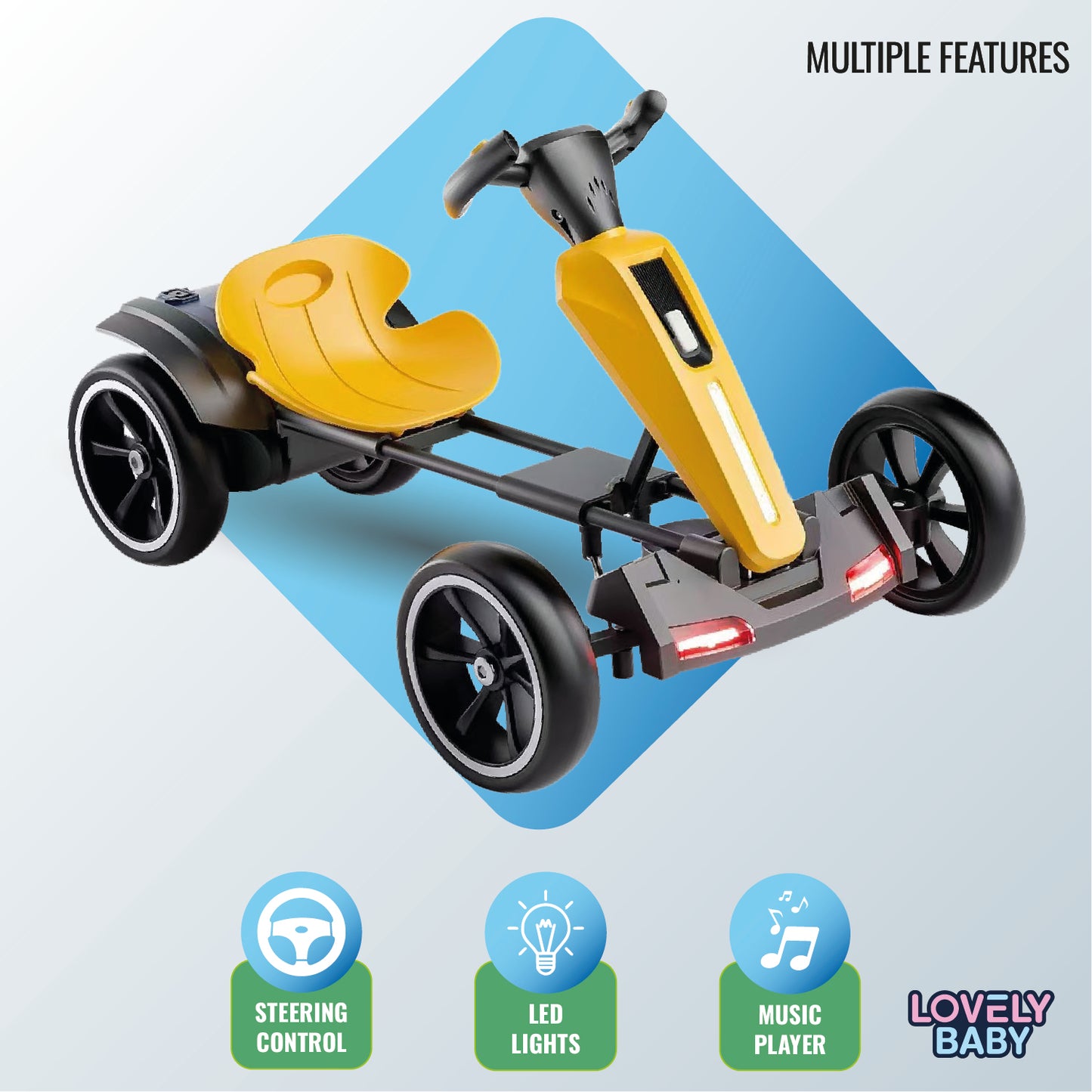 Lovely Baby LB - 2055E Electric Go Kart - Yellow - Marah Kids