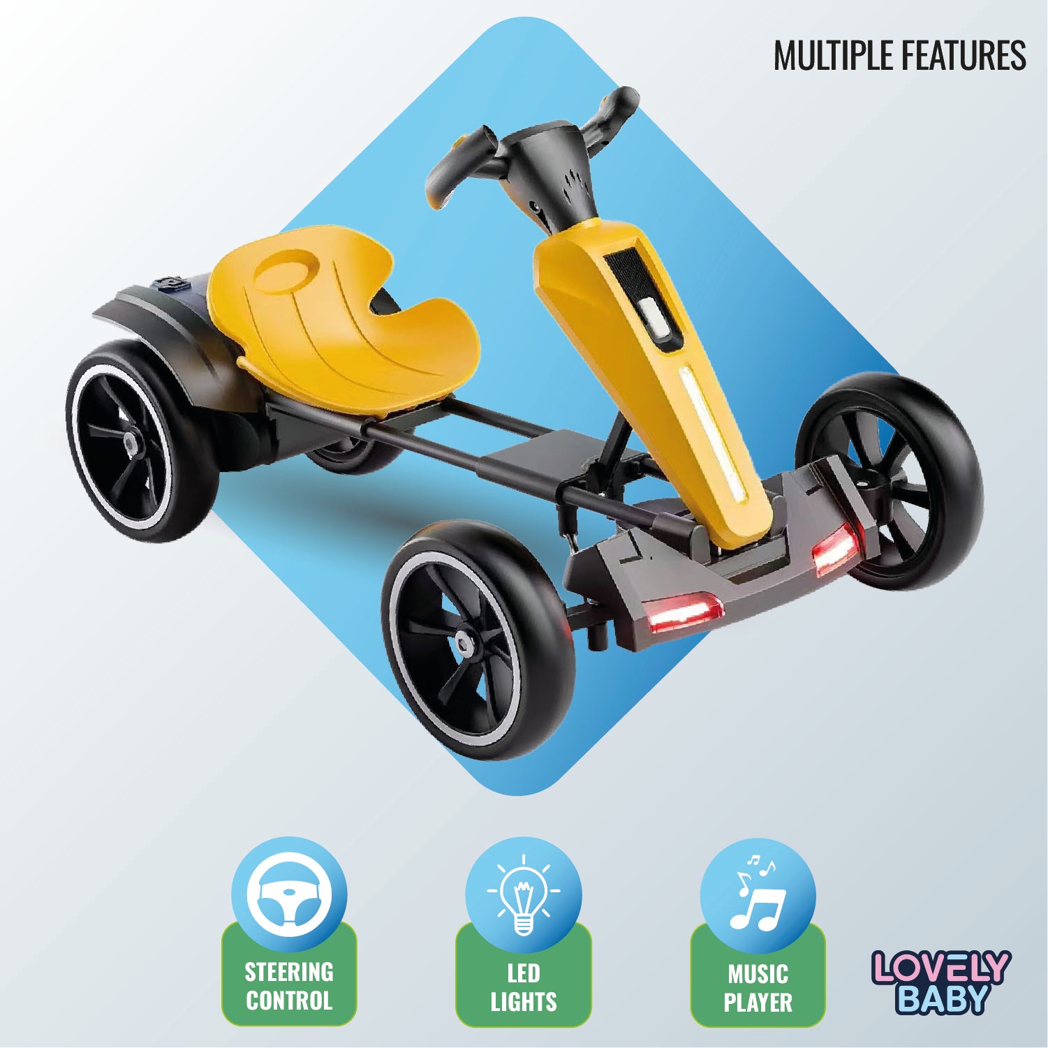 Lovely Baby LB - 2055E Electric Go Kart - Yellow - Marah Kids