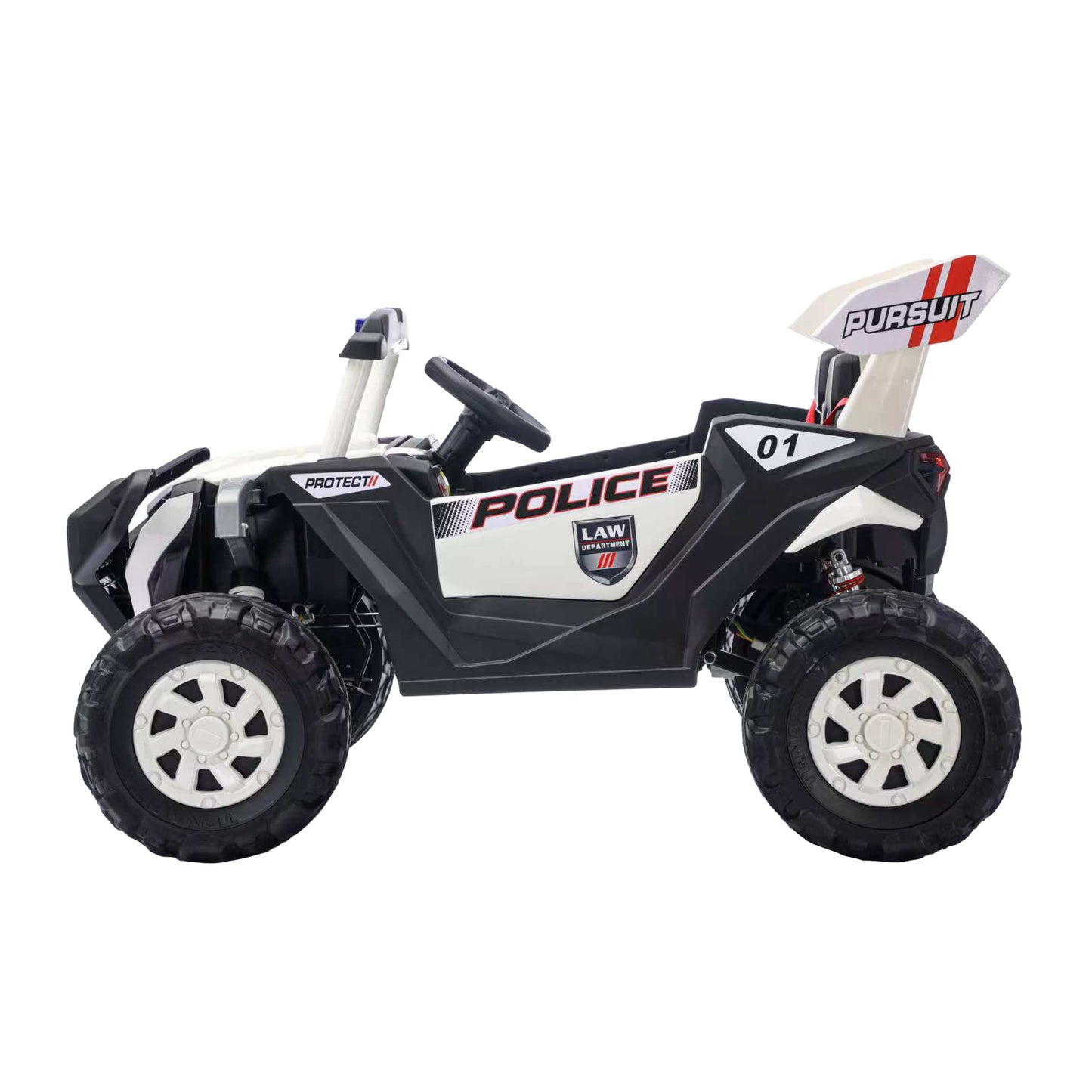 Lovely Baby Powered Riding Police Jeep - White - Marah Kids