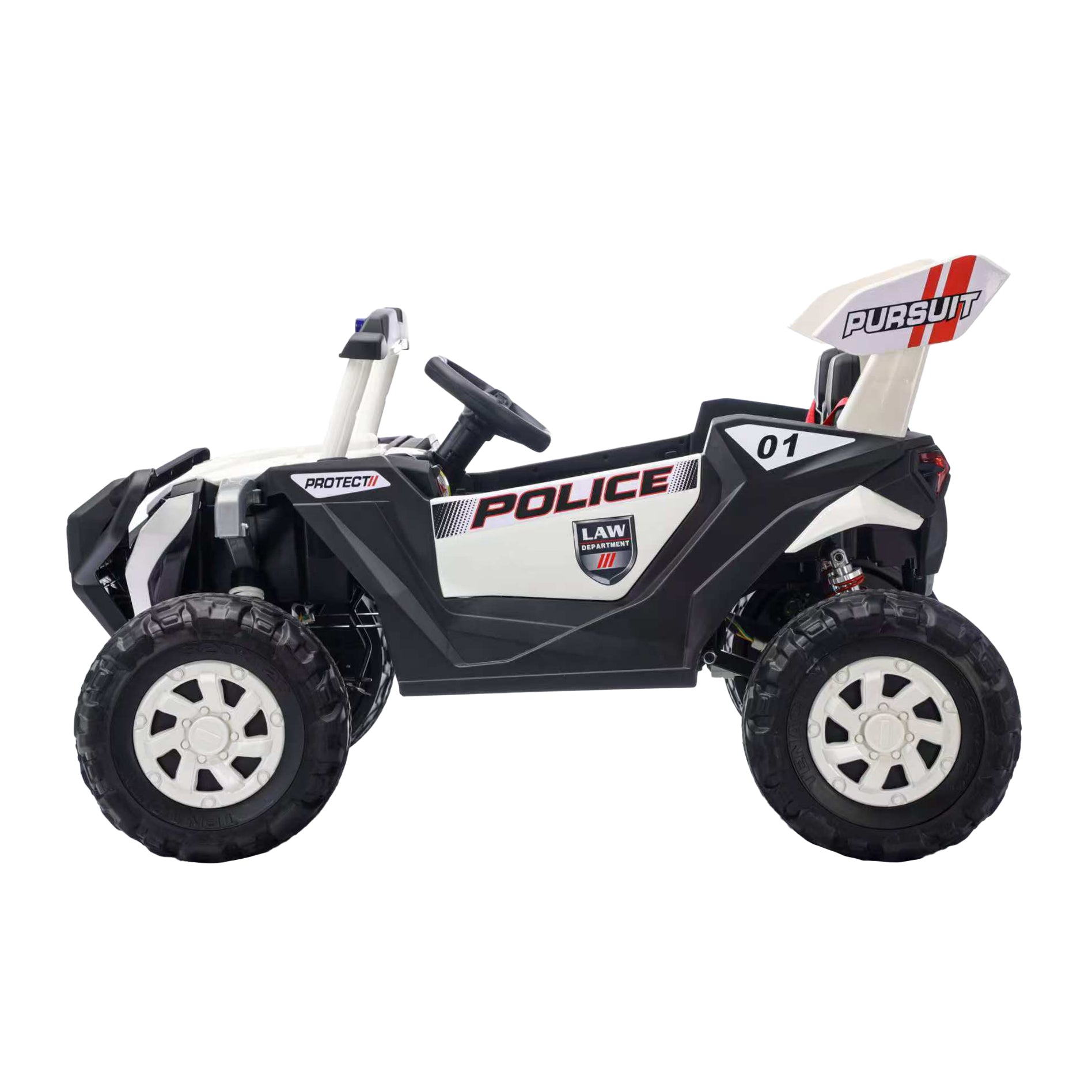 Lovely Baby Powered Riding Police Jeep - White - Marah Kids