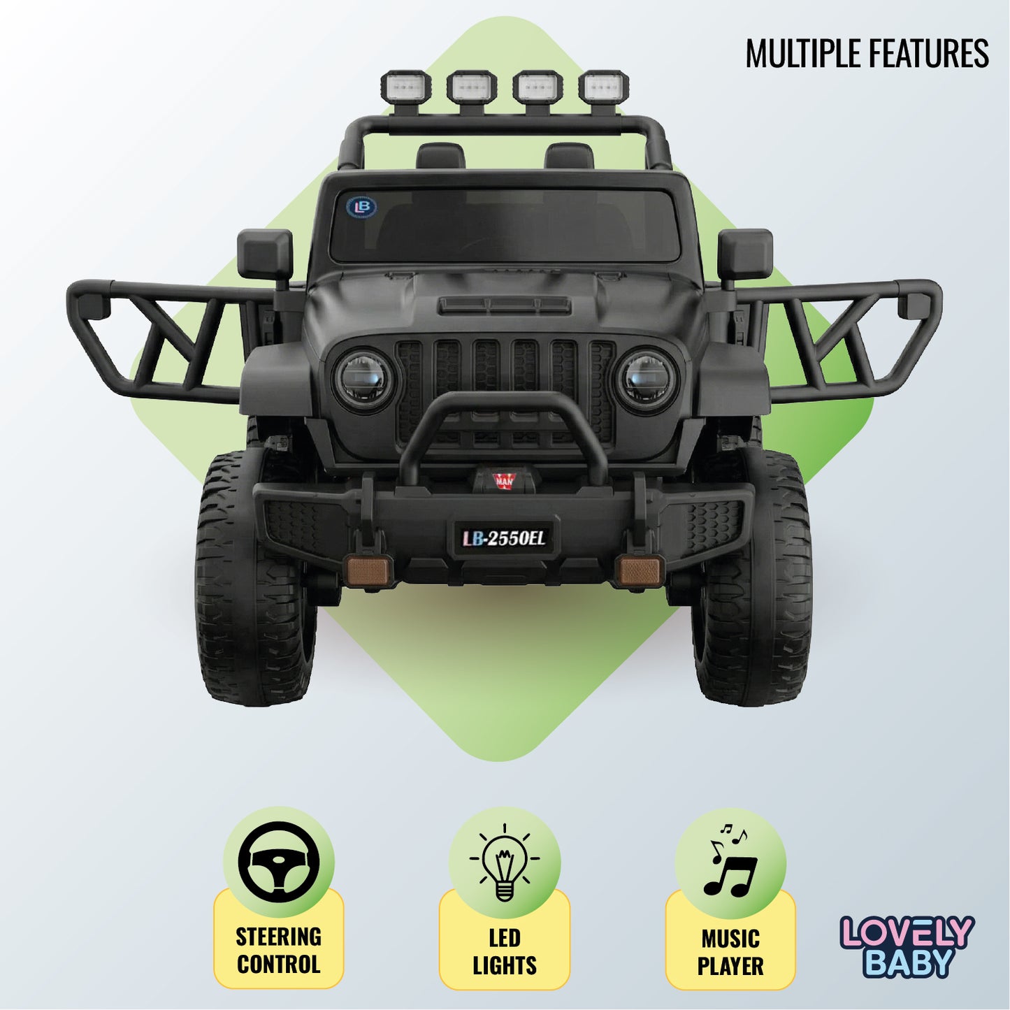 Lovely Baby Kids Powered Riding Jeep - Black - Marah Kids