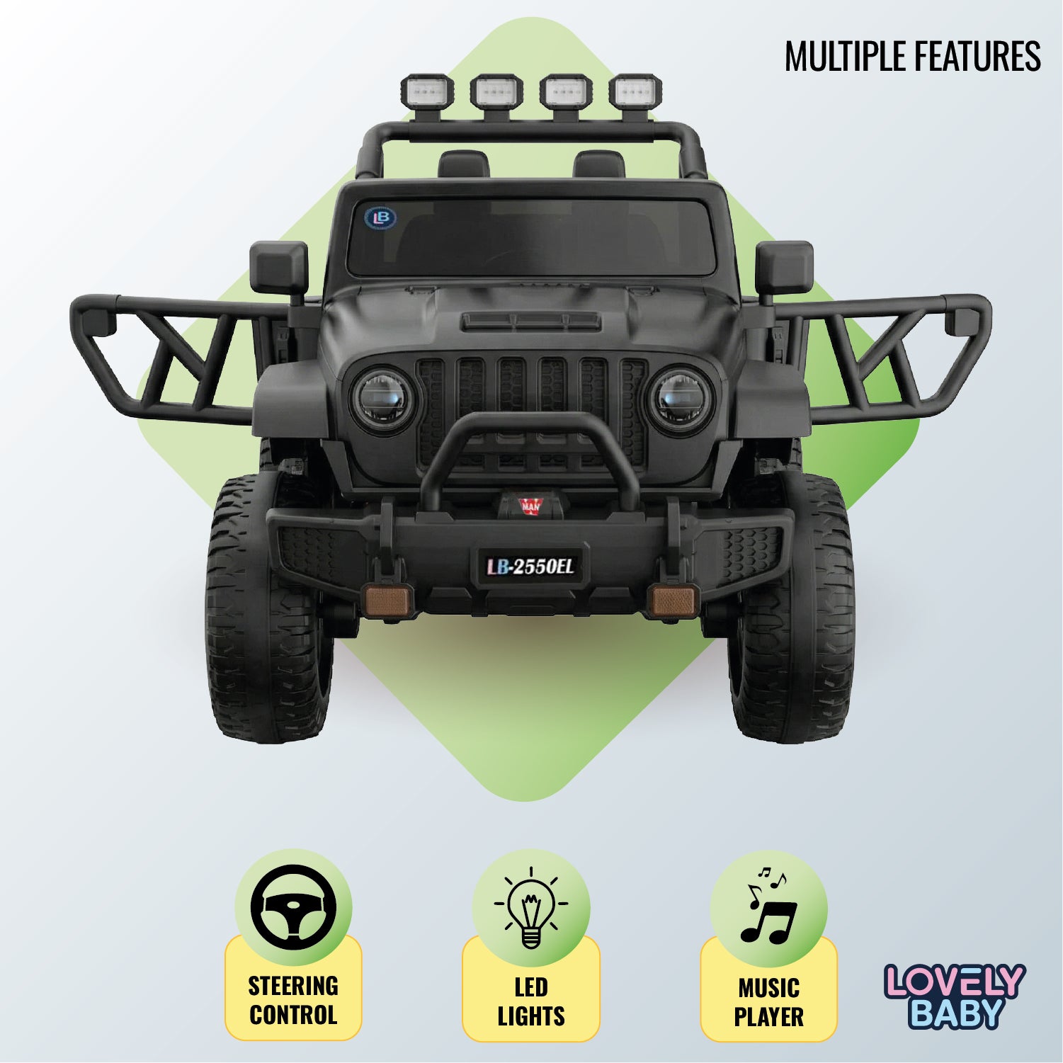 Lovely Baby Kids Powered Riding Jeep - Black - Marah Kids