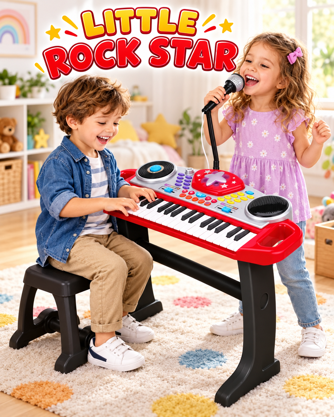 Winfun Beat Bop 37-Key Electronic Keyboard for Kids with Stand,  36 Months+