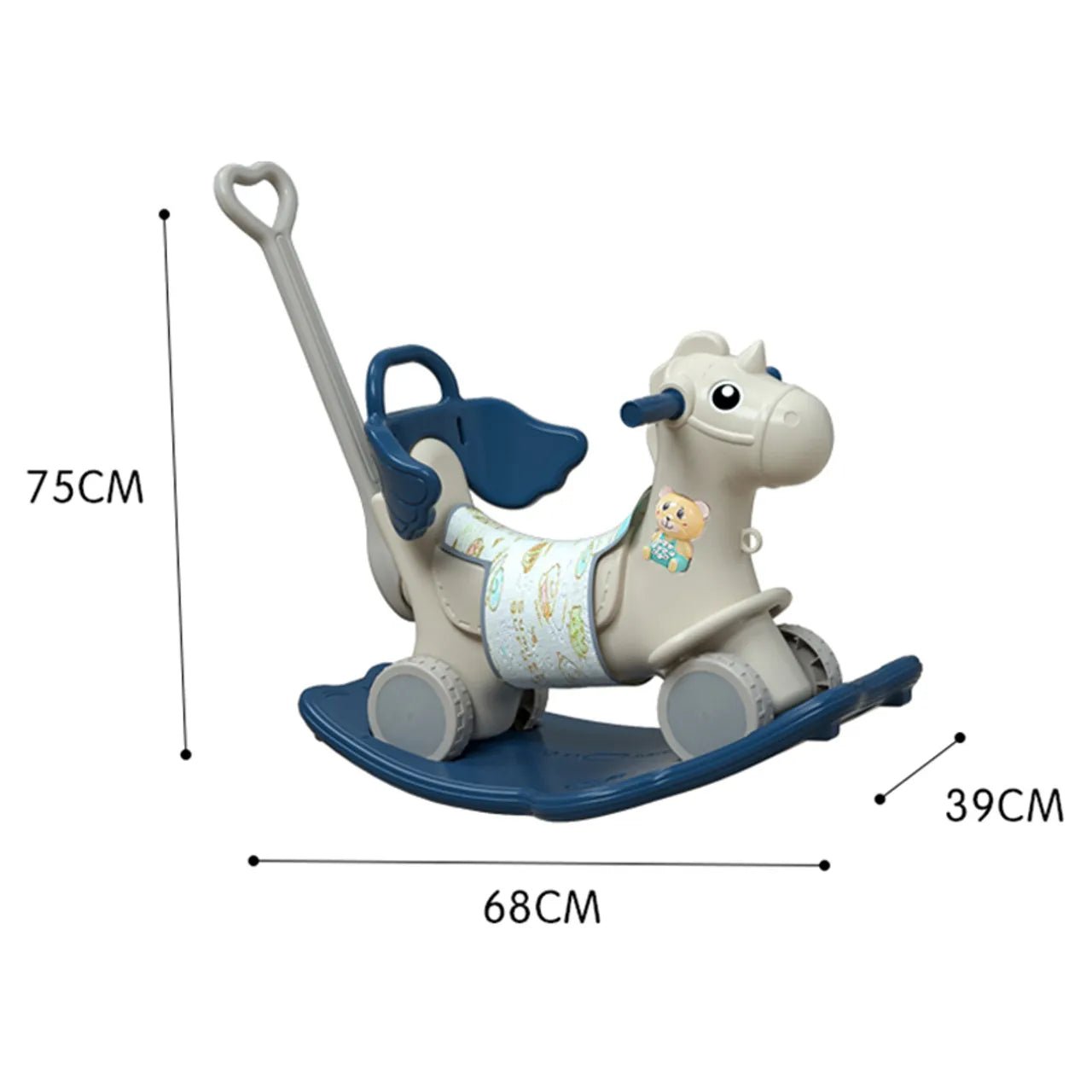 Lovely Baby - 2-In-1 Rocking Horse & Ride On - Blue - Marah Kids