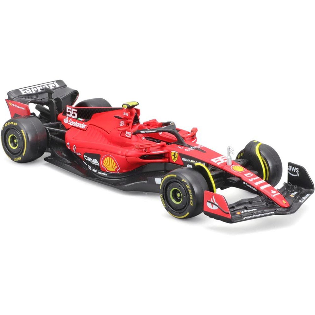 نموذج مصبوب لسيارة فيراري SF-23 رقم 16 من Bburago مقاس 1/43 مع خوذة لسيارة فورمولا 1 تشارلز ليكلير F1 (2023)