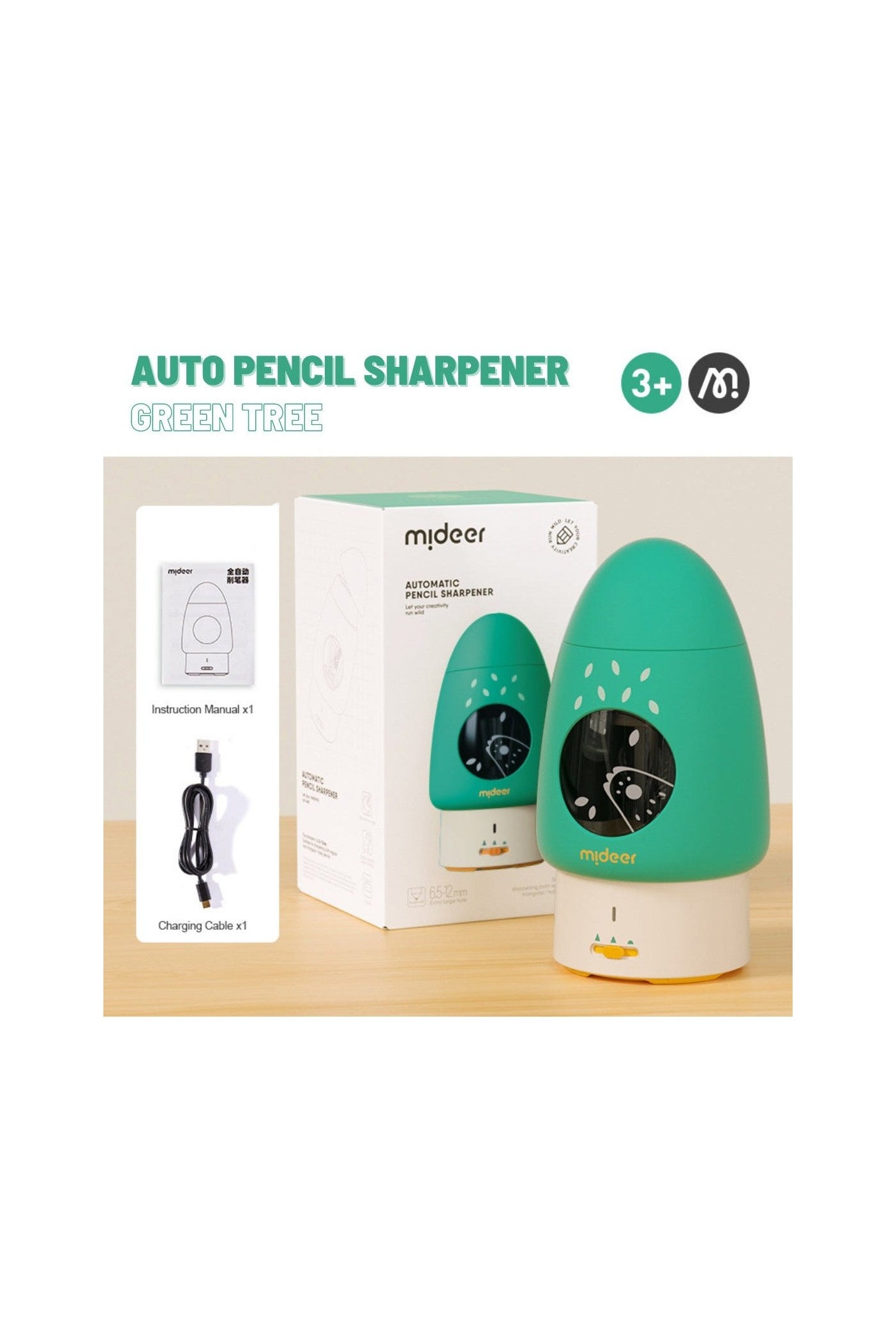 Automatic Pencil Sharpner - Green Tree