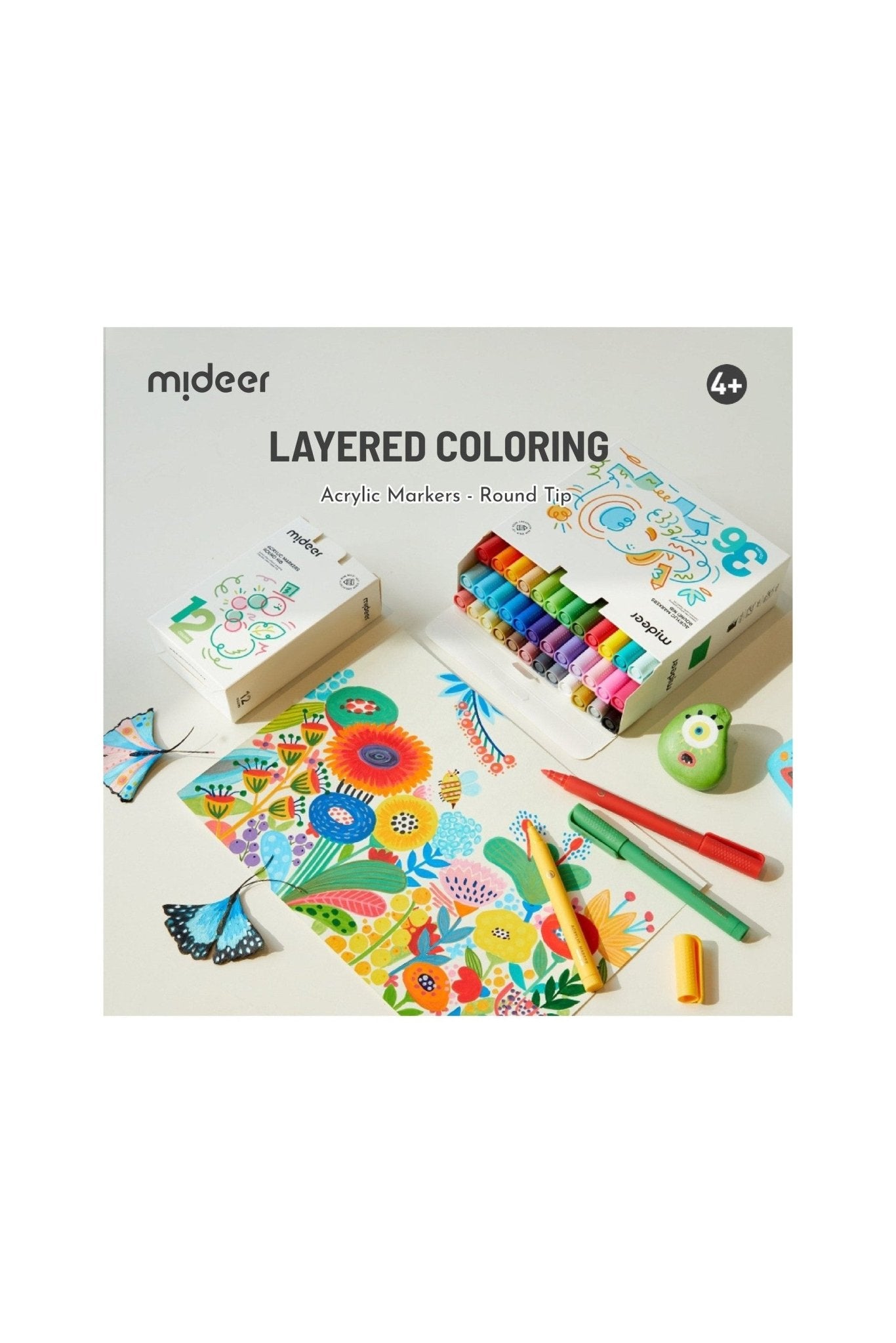 Round Nib Acrylic Markers - 12 Colors - Marah Kids