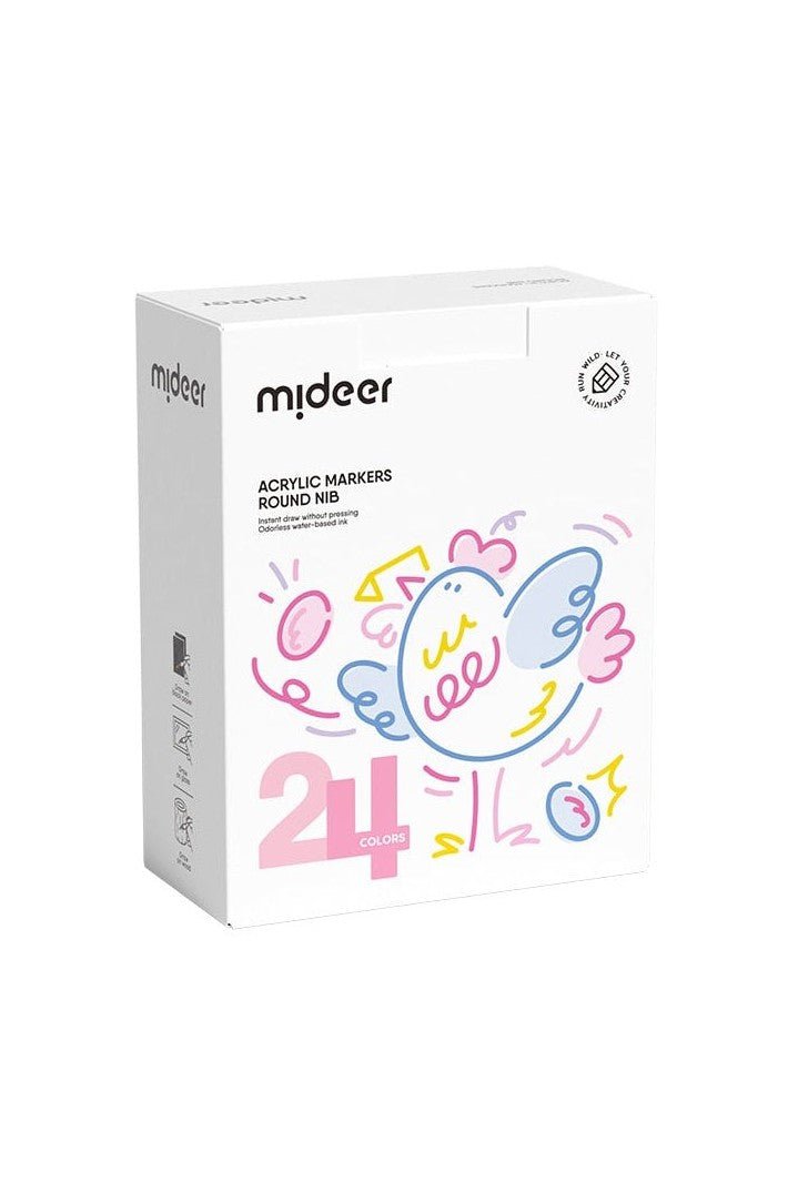 Round Nib Acrylic Markers - 24 Colors - Marah Kids