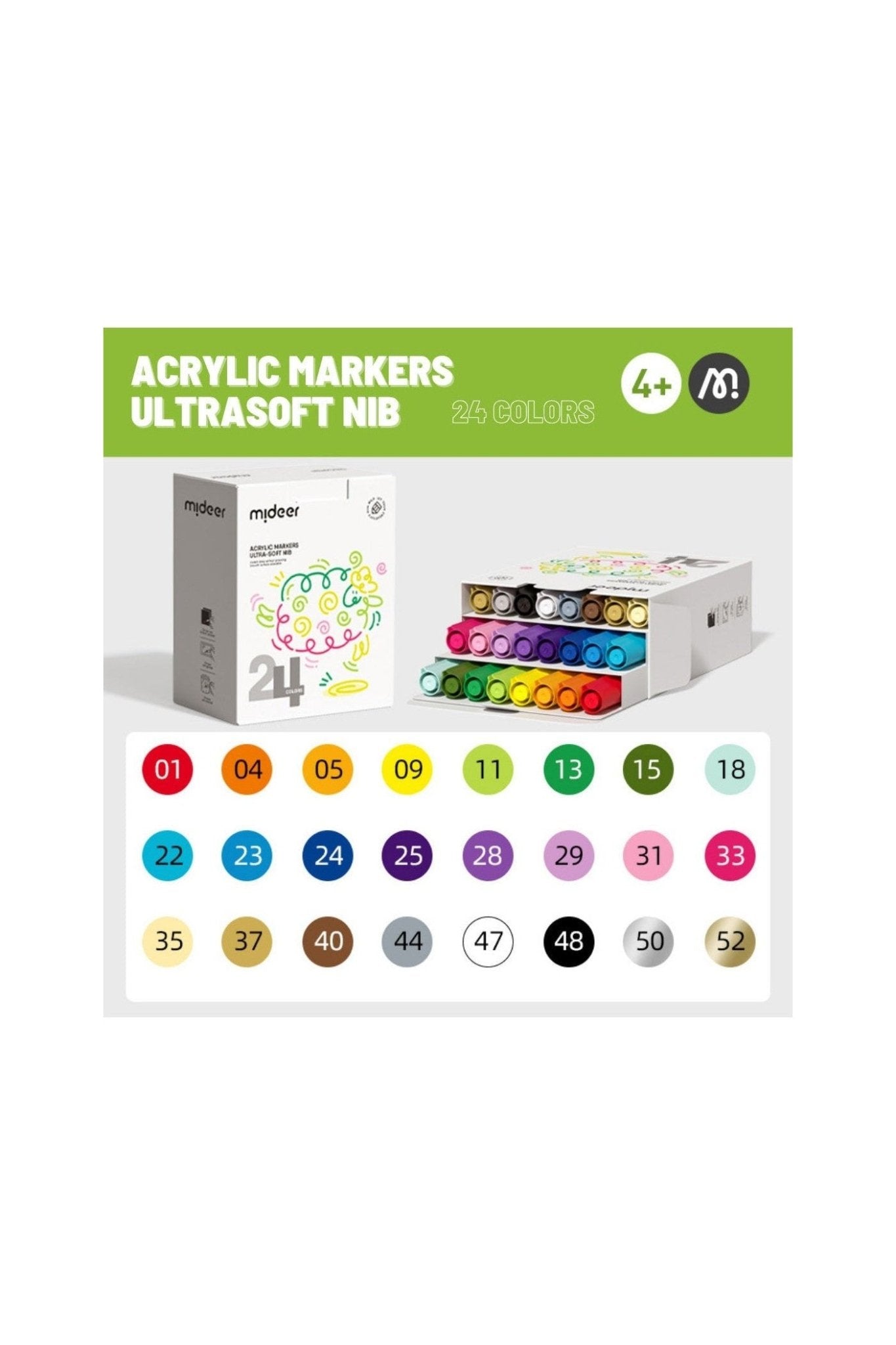 Acrylic Markers Ultra Soft - 24 Colors - Marah Kids