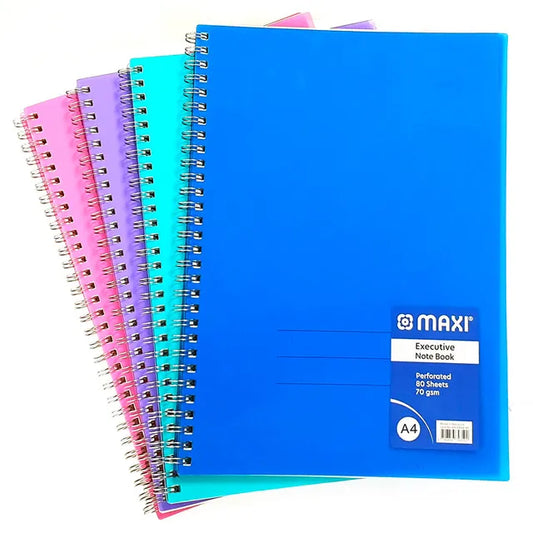 MAXI WIRE-O-COLORED PP NOTEBOOK A4 80 SHEET